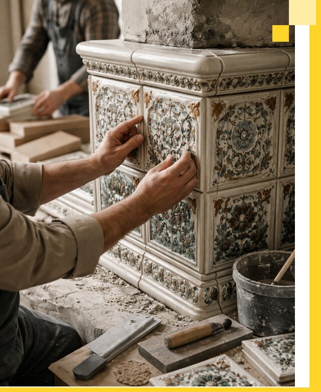 Изразцовые камины под ключ в Сатке: проект и монтаж