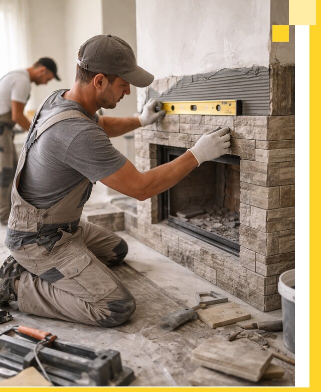 Облицовка каминов в Сатке, монтаж и отделка натуральным камнем