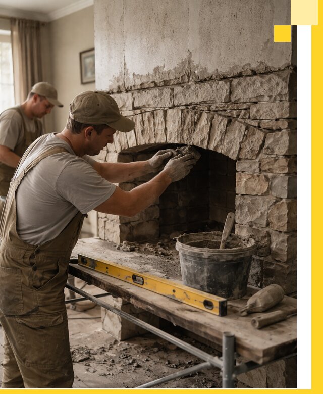 Изготовление каминов под ключ в Сатке, монтаж и отделка