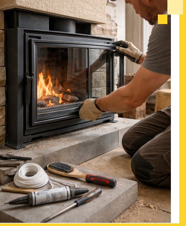 Производство, монтаж и доставка каминов со стеклом в Сатке