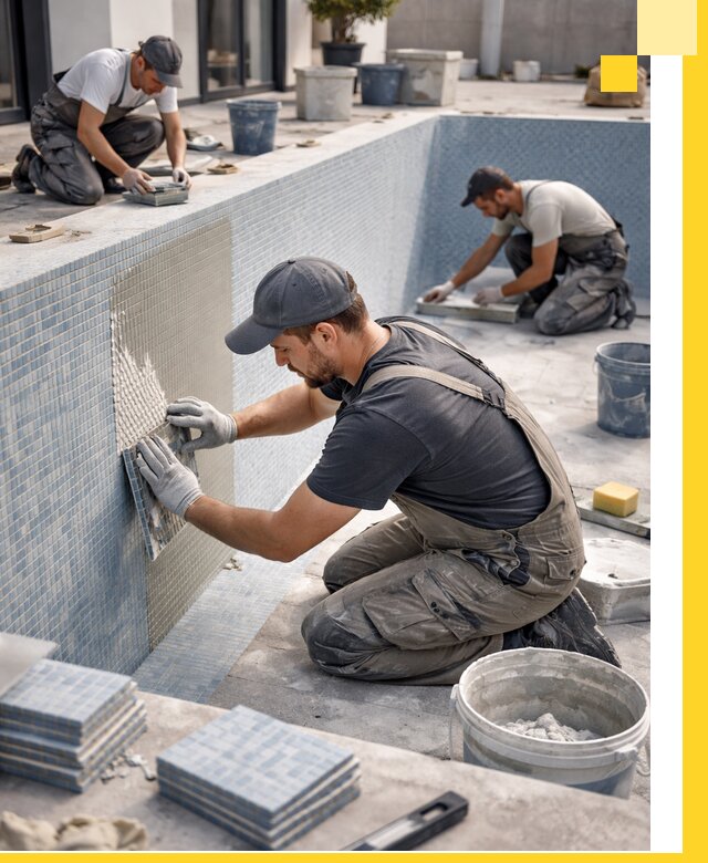 Облицовка бассейнов в Сатке плитка мозаика гидроизоляция