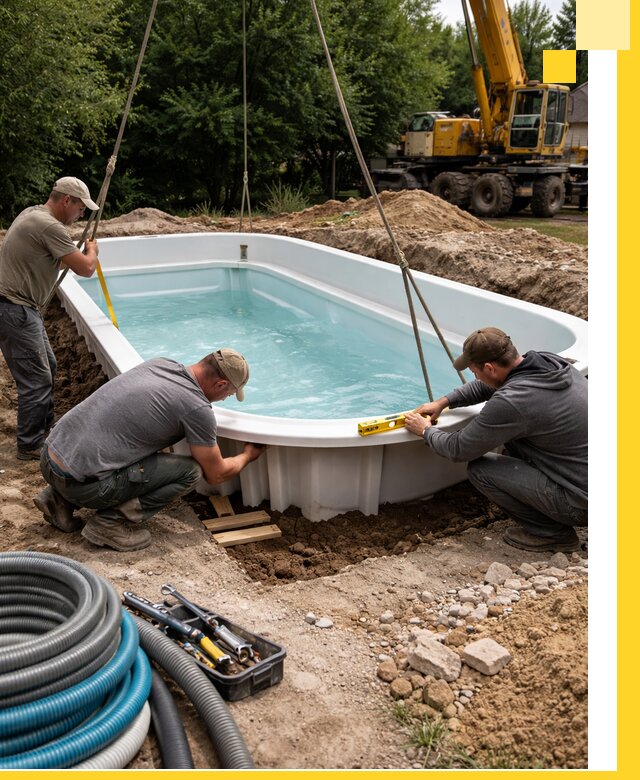 Установка и монтаж композитных бассейнов под ключ в Сатке