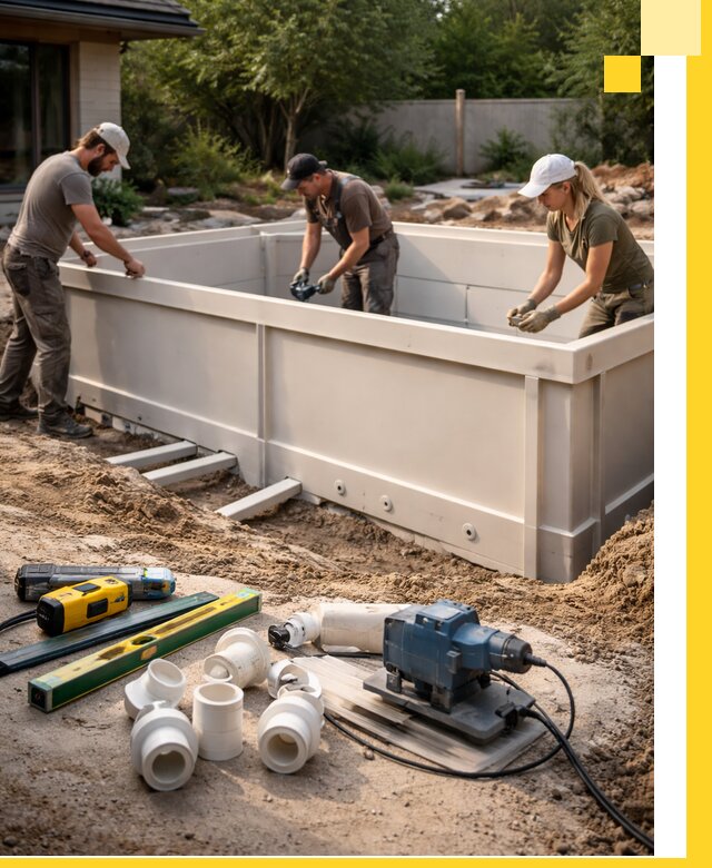 Установка полипропиленовых бассейнов под ключ в Сатке