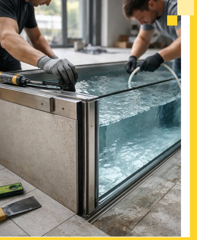 Проектирование и монтаж стеклянных бассейнов в Сатке