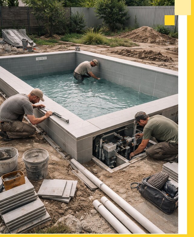 Строительство и монтаж бассейнов для дачи под ключ в Сатке