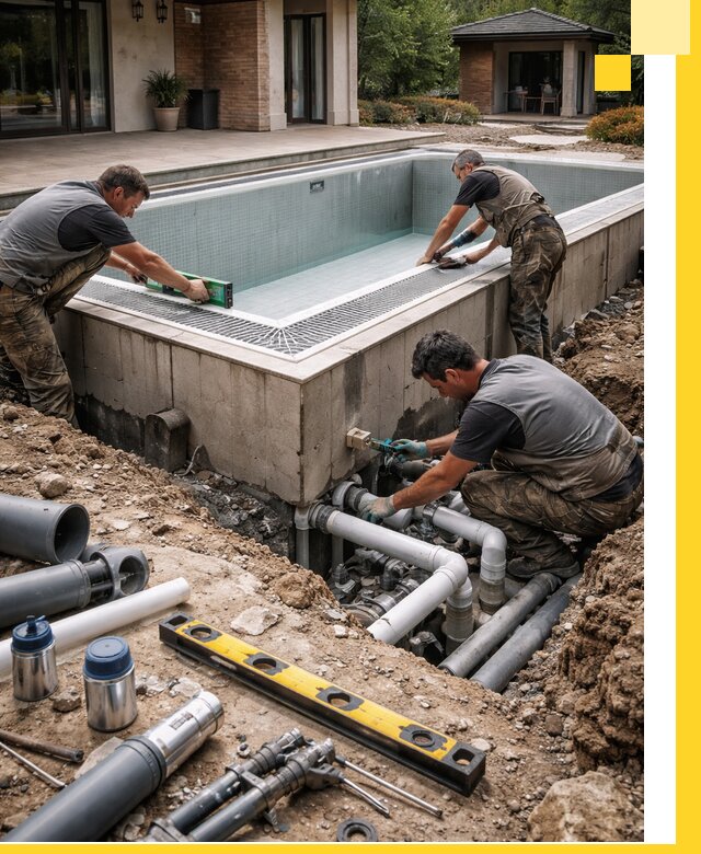 Строительство переливных бассейнов в Сатке под ключ