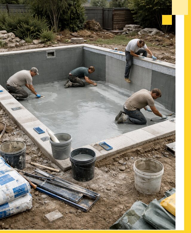 Изготовление и монтаж чаши бассейна под ключ в Сатке