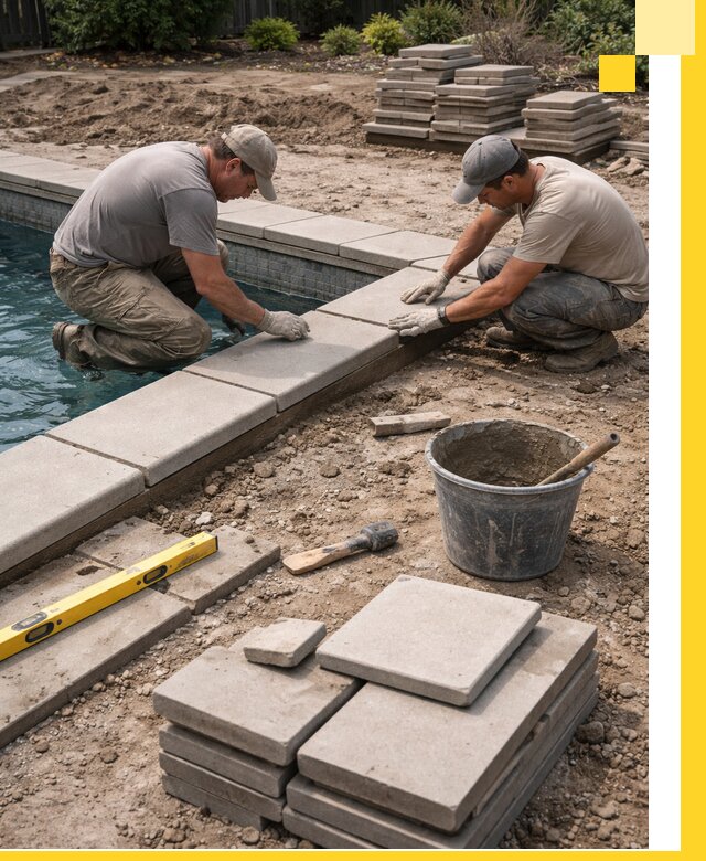 Установка и изготовление копингового камня для бассейнов в Сатке