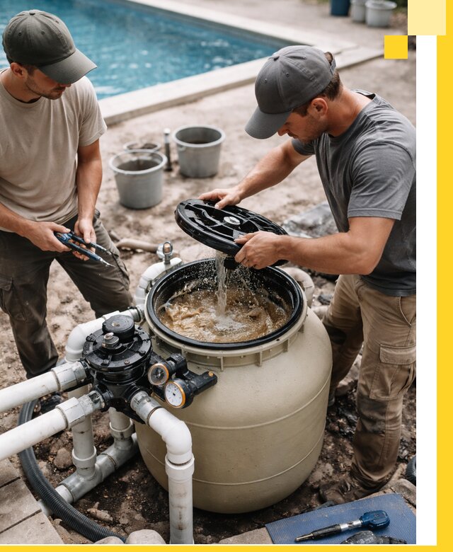 Установка и обслуживание песочных фильтров для бассейнов в Сатке