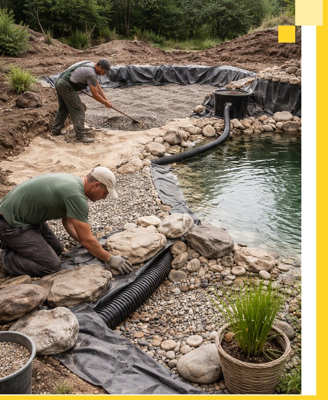 Строительство природных бассейнов и озер в Сатке под ключ