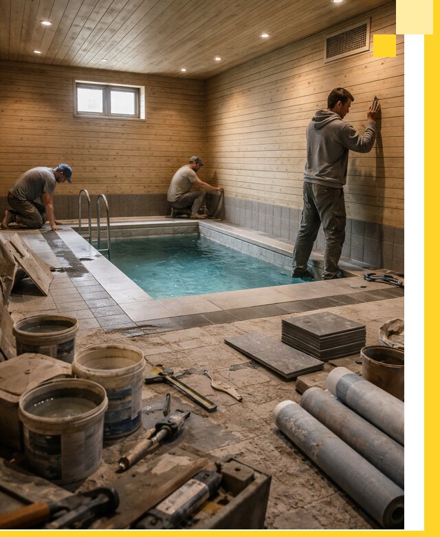 Строительство бани с бассейном и сауной под ключ в Сатке