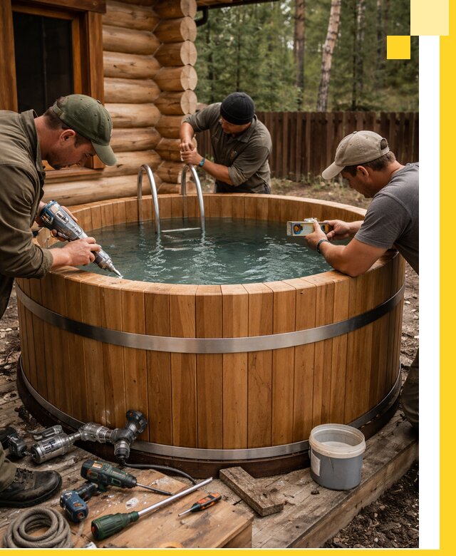 Строительство бань с купелью под ключ и отделкой в Сатке