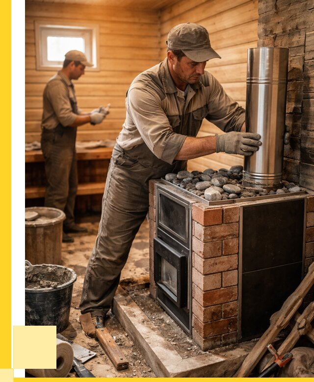 Монтаж печи в бане под ключ в Сатке от 20688 р. | ЭриданСтк