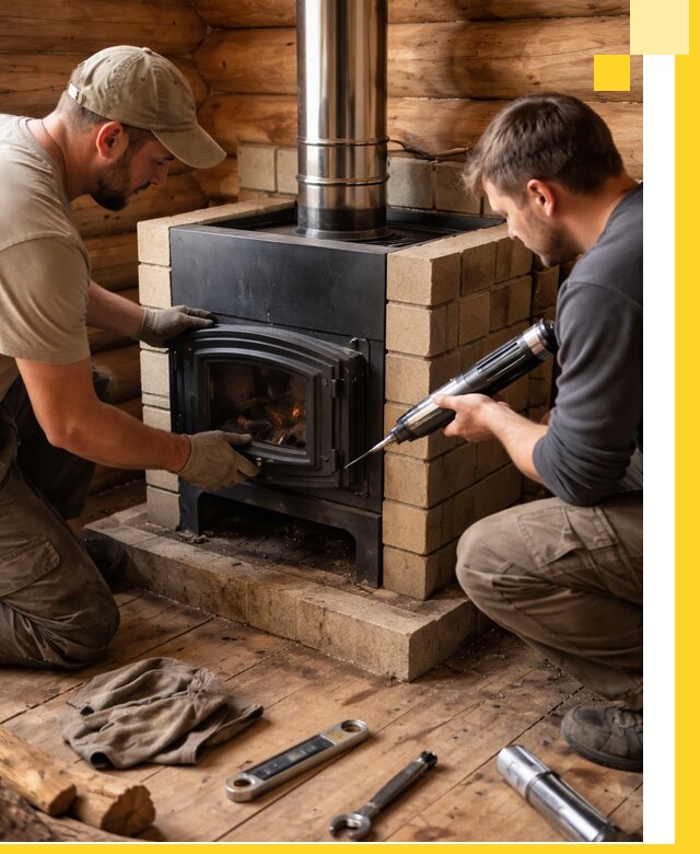 Монтаж и установка печи в бане под ключ с гарантией в Сатке