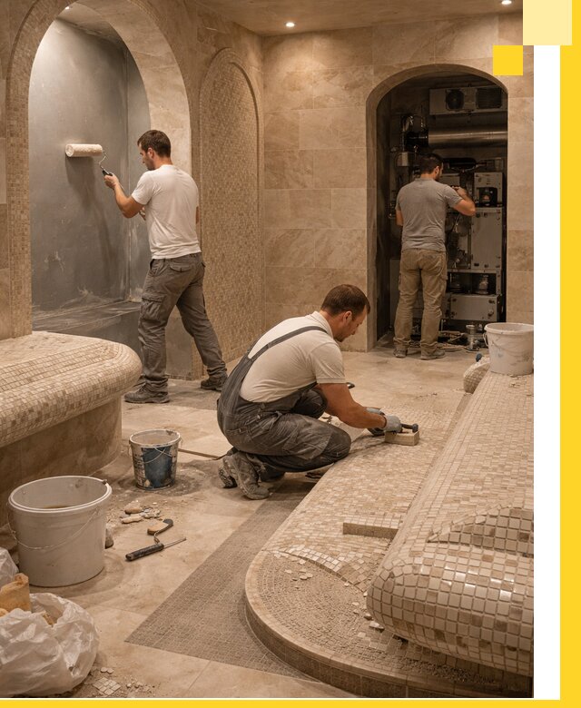 Строительство бани с хамамом и бассейном под ключ в Сатке