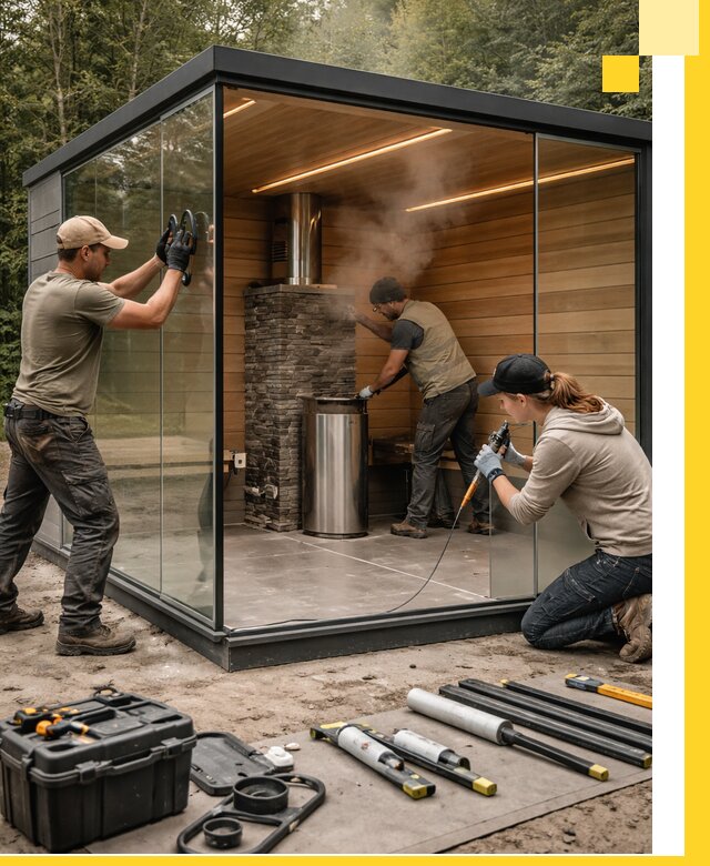 Проектирование и строительство стеклянных бань в Сатке