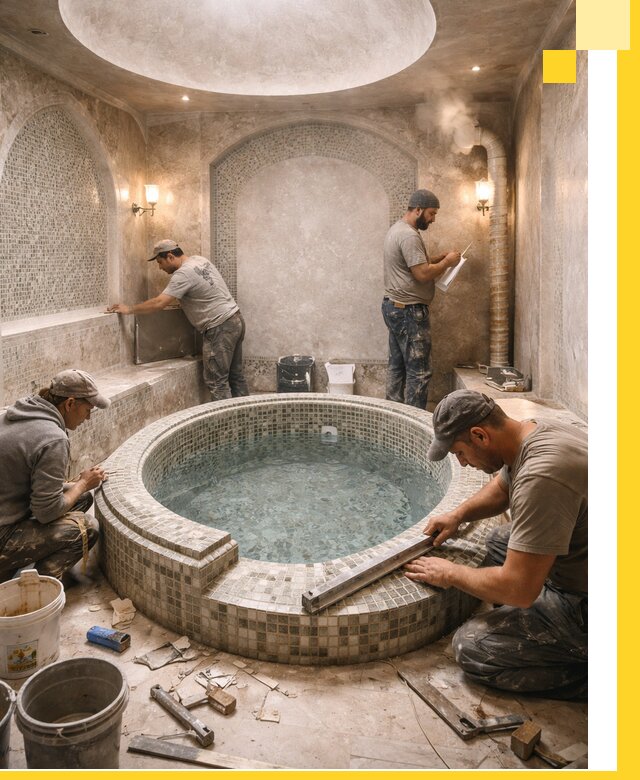 Профессиональное строительство хамама с бассейном в Сатке под ключ