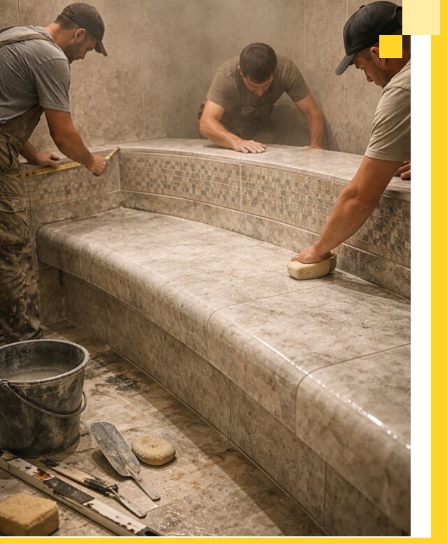 Изготовление и установка сидений для хамама в Сатке