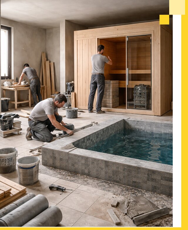 SPA зоны под ключ с бассейном сауной и печью в Сатке